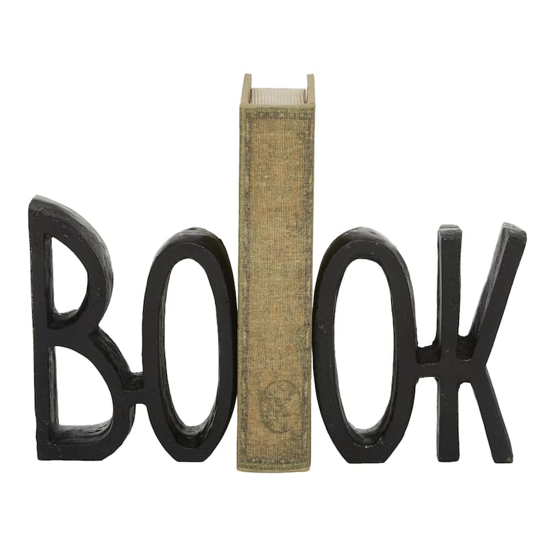 Aluminum Metal Book Bookends - Set of 2 Black - Roche River Decor - Black