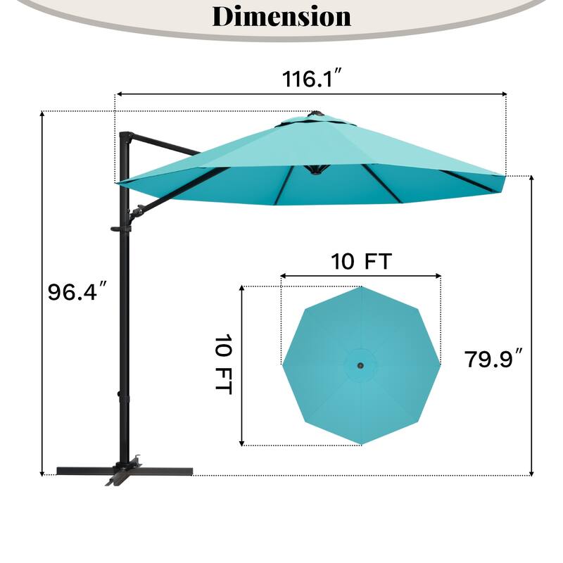 Patiowell 10FT Patio Umbrella with Push Button Tilt and Crank, Outdoor Umbrella, Multiple Colors