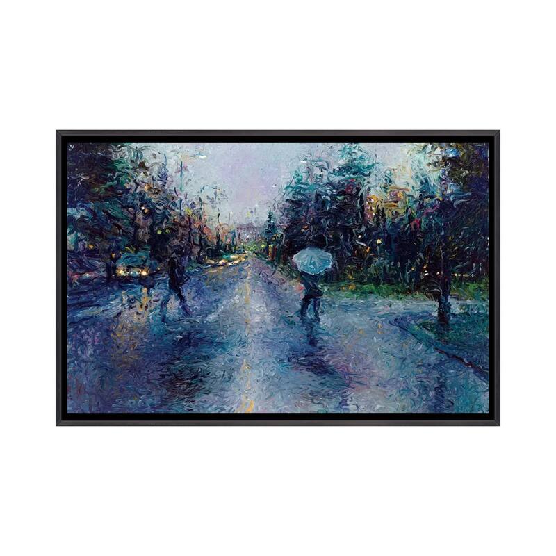 iCanvas "Slippery Sidewalk" by Iris Scott Framed - Ebony - 32x48