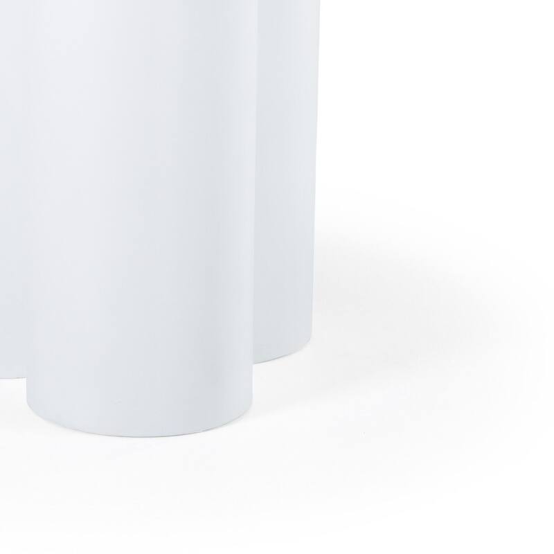 Cid Run Dining Table, White Concrete Abstract Base, Round 43 Inch