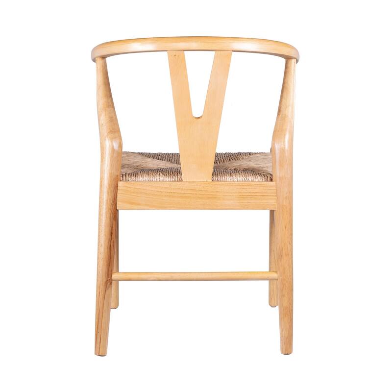 Cera Dining Chair Set of 2, Handwoven Rope Seat, Natural Brown Wood