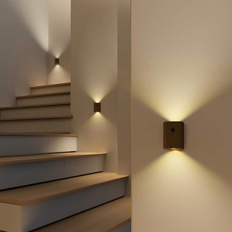 Led stairs night light walnut wall lights plastic motion sensor light