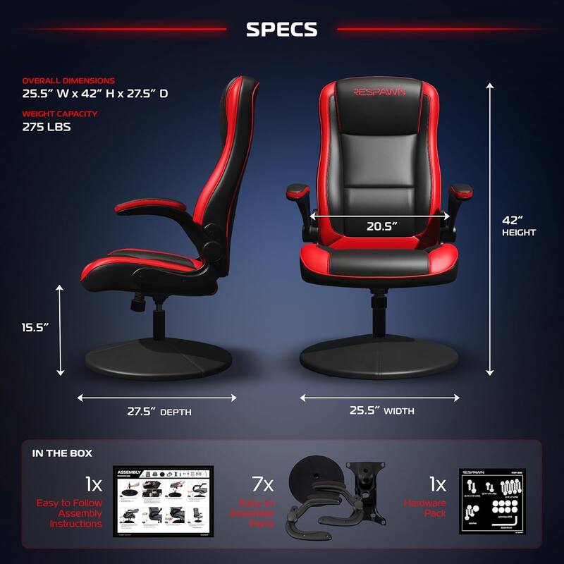 RESPAWN 800 Gaming Chair Floor, Swivel Rocker Gaming Chair, High Back Ergonomic Floor Gaming Chair for Kids and Adults