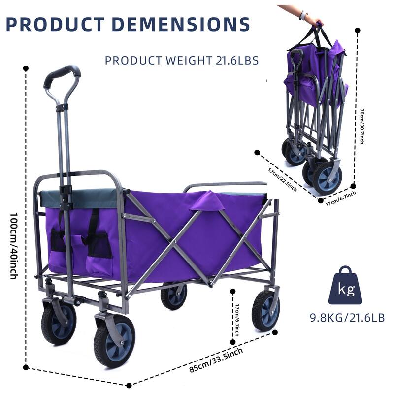 Outdoor Garden Multipurpose Micro Collapsible Beach Trolley Cart Camping Folding Wagon