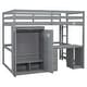 preview thumbnail 6 of 16, Full Loft Bed with Wardrobe, Desk, and Drawers - Gray