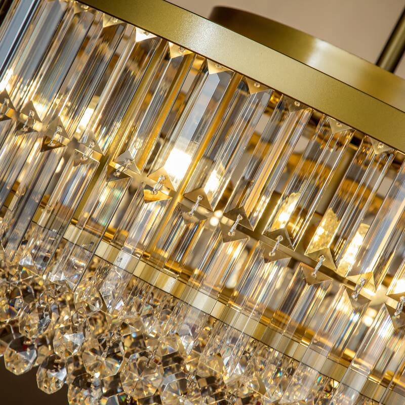 Modern Glam Gold Round Crystal Chandelier