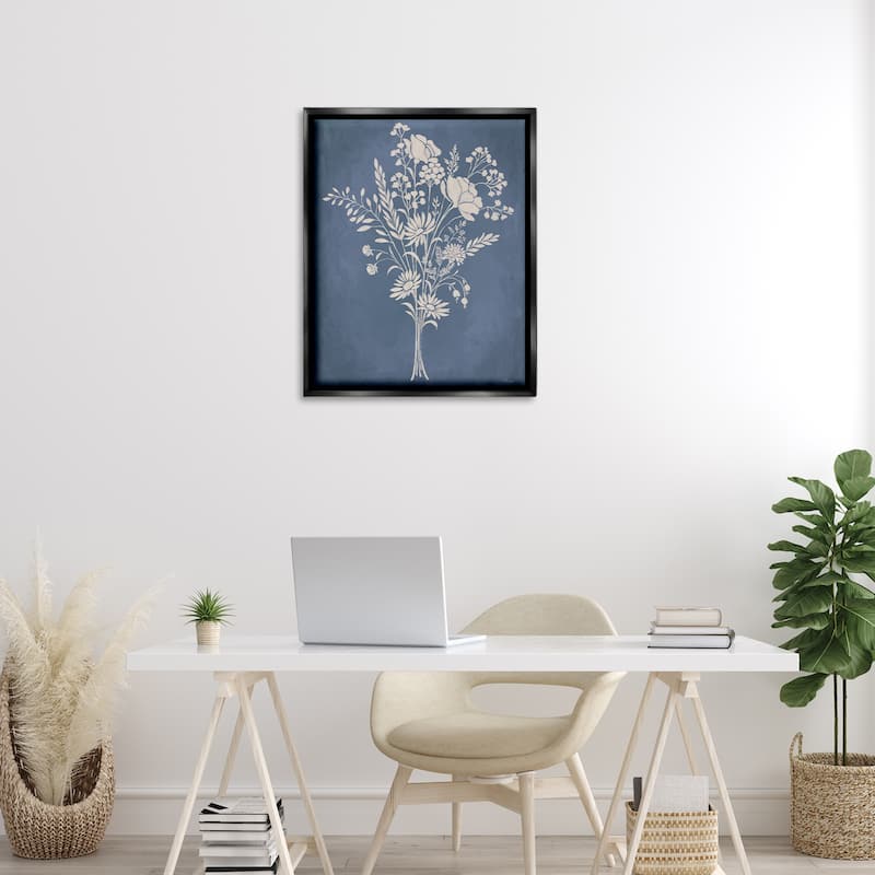 Stupell Garden Bundle over Blue Framed Floater Canvas Wall Art Design By Cat Thurman Designs