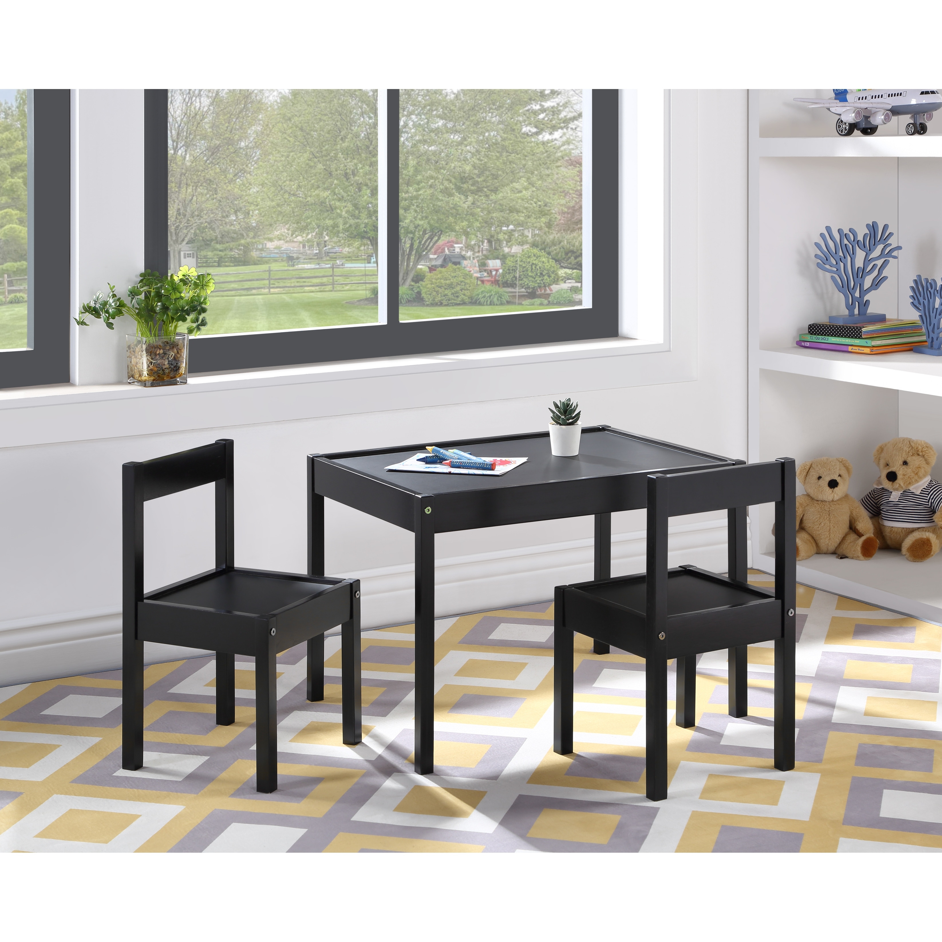 Olive & Opie Della 3-Piece Solid Wood Kids Table & Chair Set
