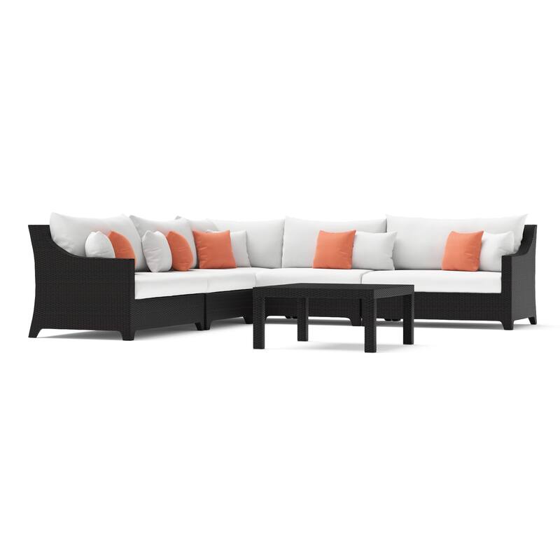 Deco 6 Piece Sunbrella Outdoor Patio Sectional & Table Set