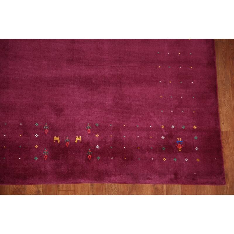 Gabbeh Indian Area Rug Handmade Purple Wool Carpet - 8'2" x 9'8"