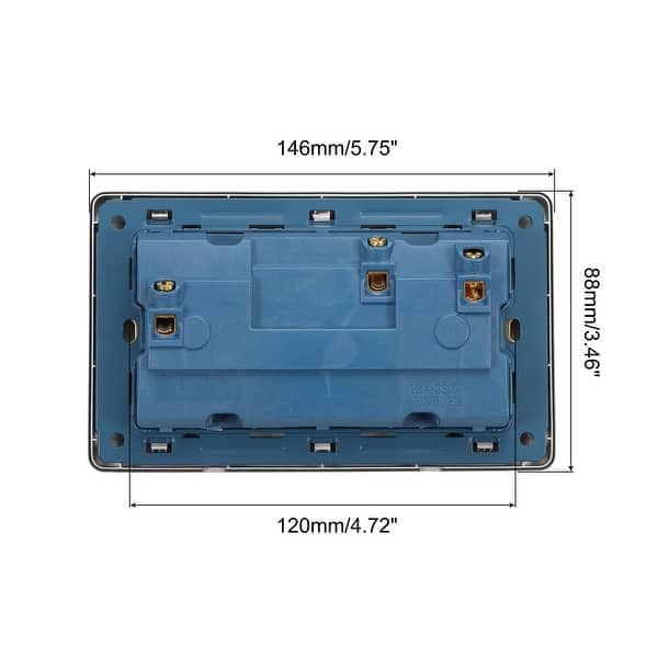 UK US Socket Double Multi Power Outlet Switch Black 250V 13A 146mmx88mm