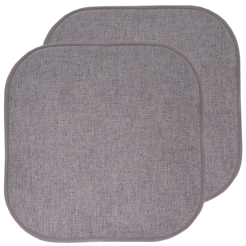 Sweet Home Collection Alexis Memory Foam No Slip Back Chair Pad Cushion 16" x 16" - Set of 2 - Gray/Silver