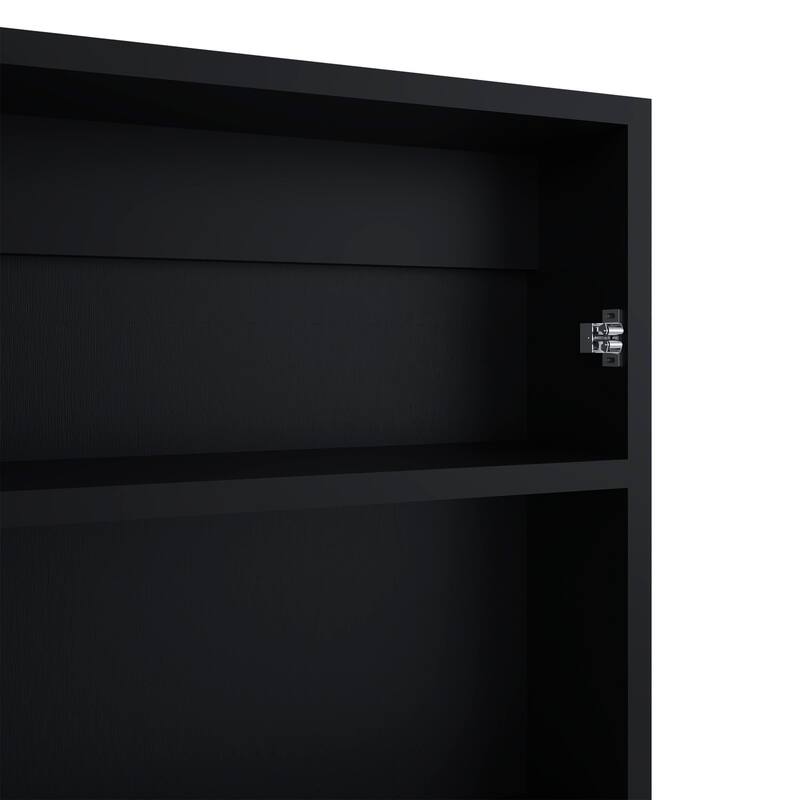 Compact Wall-Mounted Bathroom Medicine Cabinet with Mirror, 1 Door & 3 Shelves, Engineered Wood