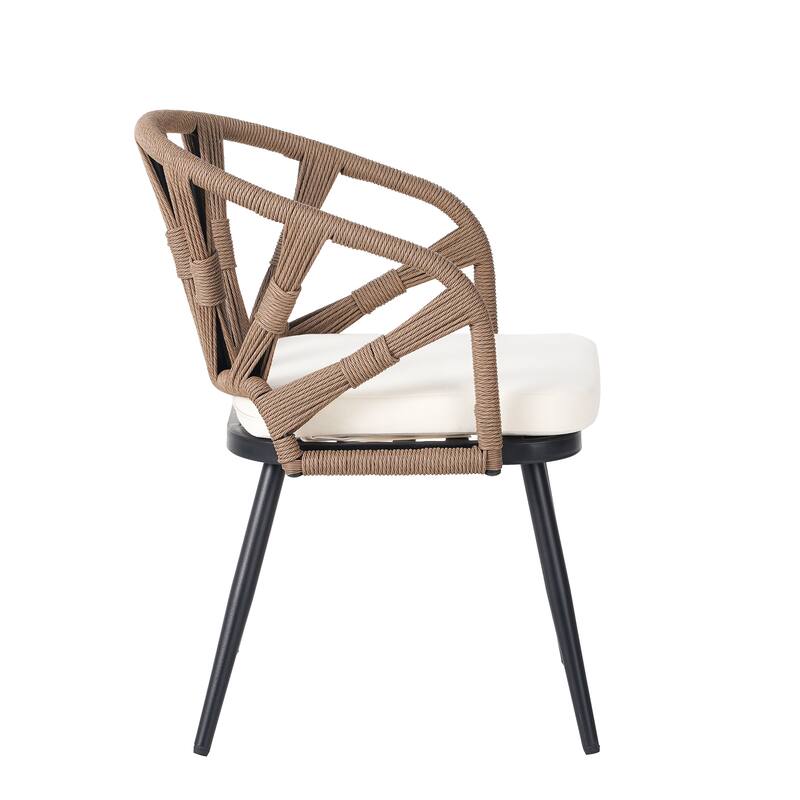 Contemporary Outdoor Set with PE Rattan Chairs and Plastic Wood Table