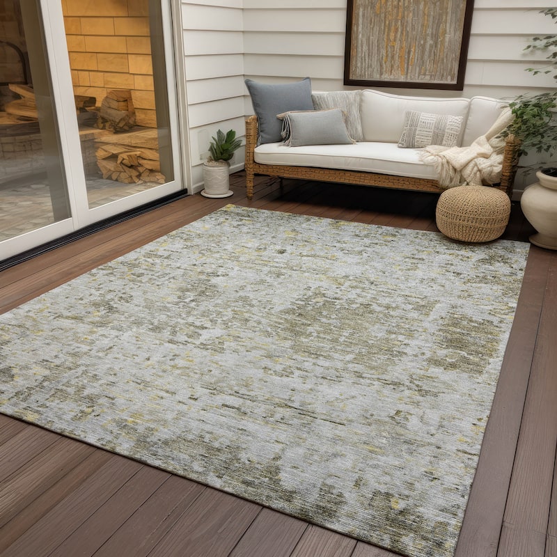 Machine Washable Indoor/ Outdoor Abstract Modern Chantille Rug