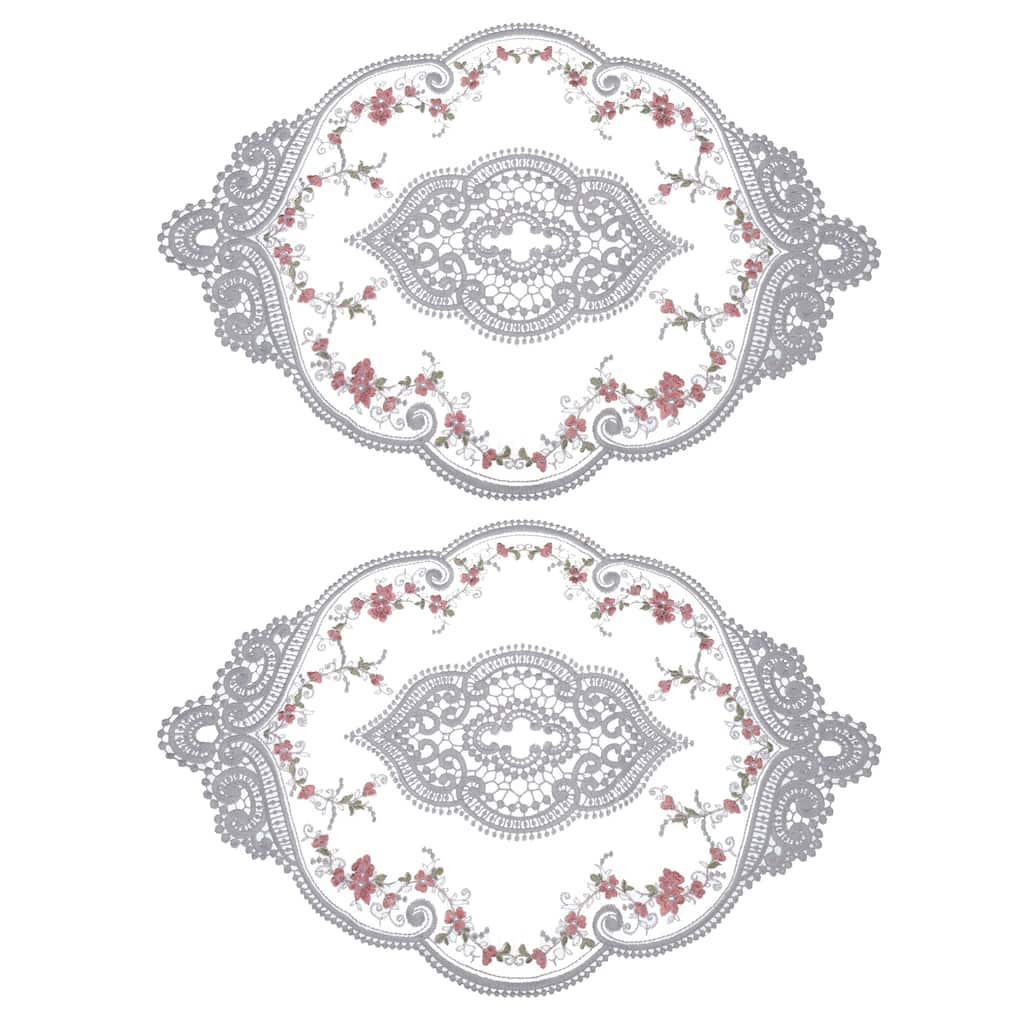 4Pack 12x17in Retro Lace Placemat Oval French Crochet Doilies