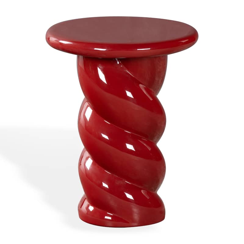 SAFAVIEH Couture Noelly Concrete Accent Table - 14"W x 14"D x 18"H - Red