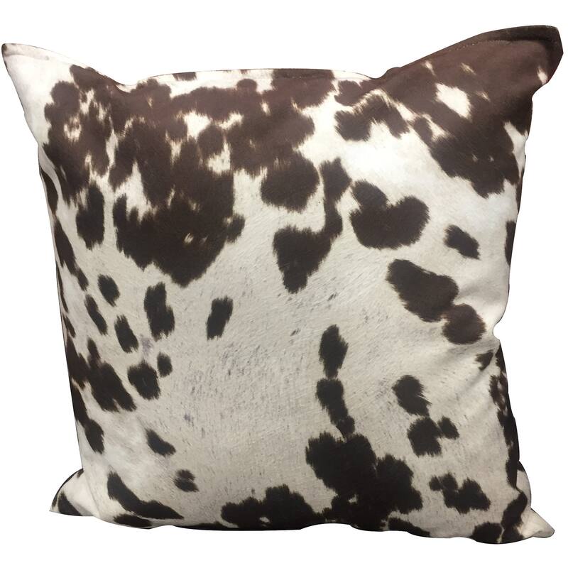 Cow Hide and Faux Brown Leather Toss Pillow - Bed Bath & Beyond - 33828197