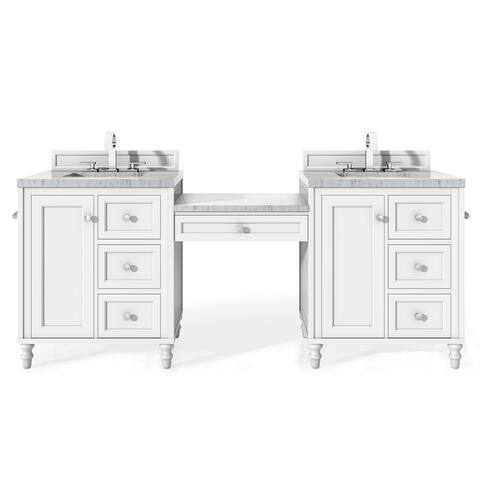 James Martin Vanities Copper Cove Encore 86" Double Vanity Set with Makeup Table, Bright White