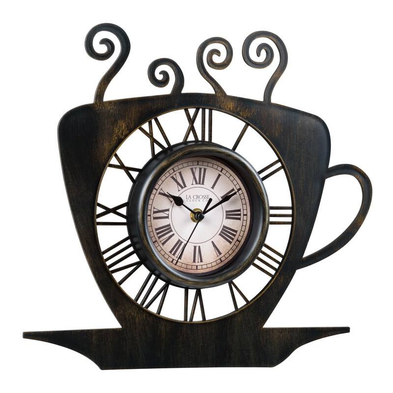 La Crosse Clock 13" Brushed Bronze Mug Quartz Analog Clock
