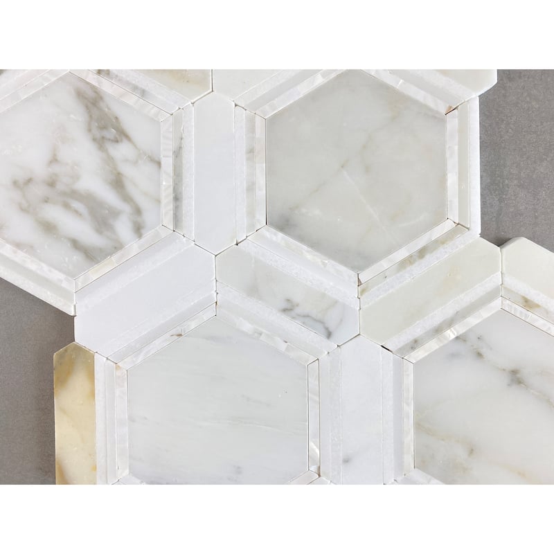 HoneyComb Pattern Marble and Metal Mosaic Tiles - Case (5 Sheets)