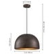 preview thumbnail 9 of 11, 1-Light Vintage Antique Brown Dome Kitchen Island Pendant Light/Dining Room Light - 15.3 in. W x 9.8 in. H