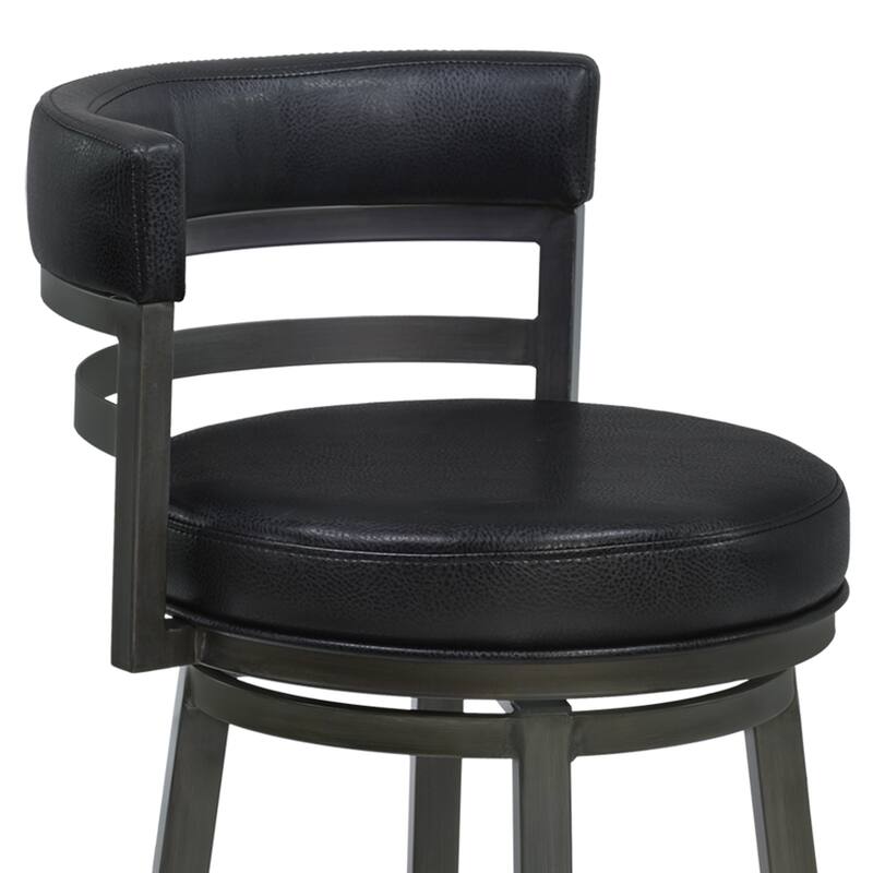 Titana Black Faux Leather Upholstered Bar or Counter Swivel Stool with Mineral Finish