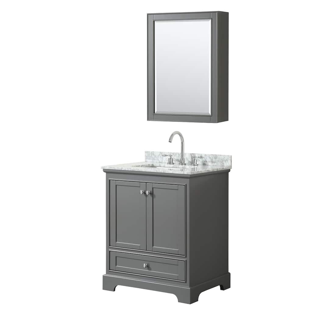 Deborah 30-inch Dark Gray Single Vanity, Square Sink, Med Cab