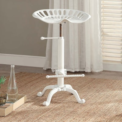 Adjustable Tractor Seat Barstool - 22.5" - White