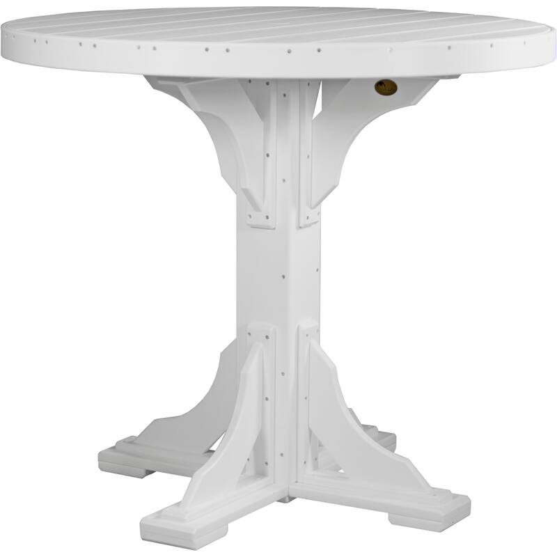 Poly Lumber Round Dining Table Set with Regular Chairs - Bar Height - White