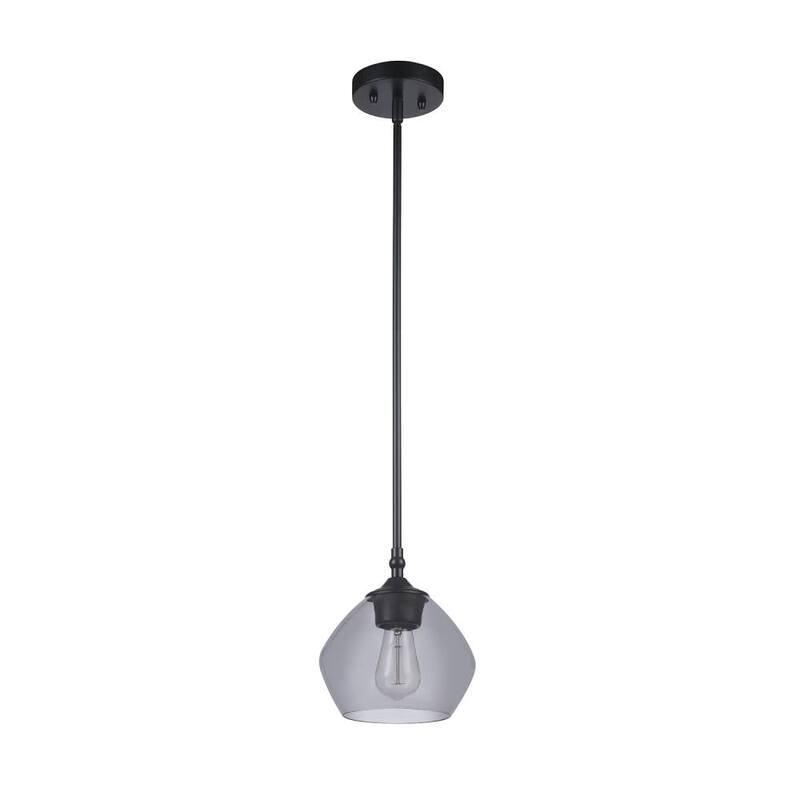 Globe Electric Harrow Single Light 8" Wide Mini Pendant - Matte Black / Smoked