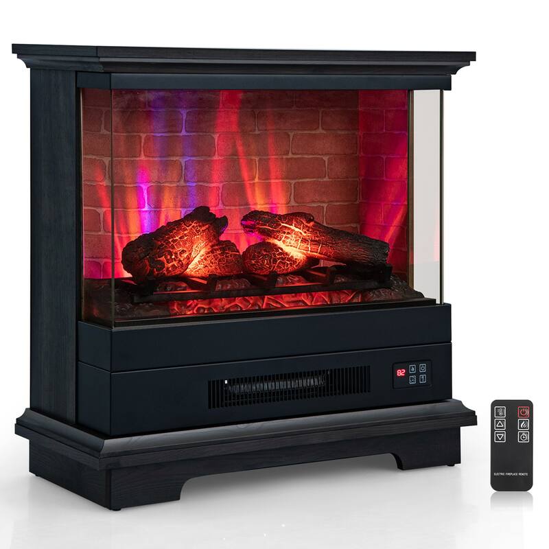 Costway 27'' Electric Fireplace Heater Freestanding 1400W Remote - See Details - Black