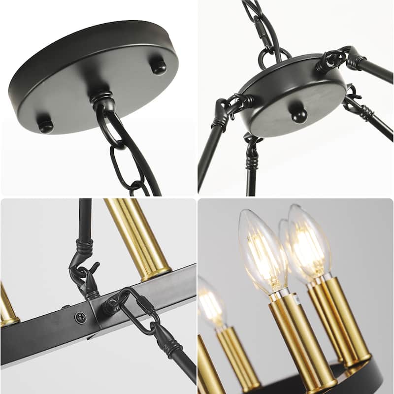 54-Lights Dimmable Two Tiers Wagon Wheel Chandeliers Classic Candle Industrial Chandelier for Living Room Entryway - N/A