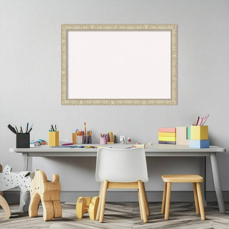 Lila Silver Wood Framed Cork Board - Bulletin Board, Organization Board, Pin Board