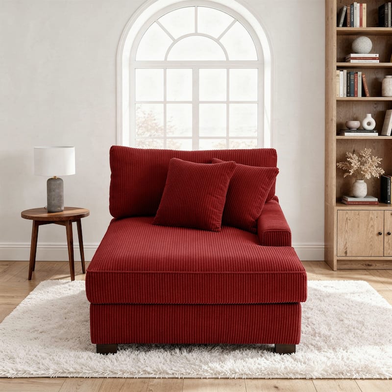 Corduroy Chaise Lounge Chair Upholstered Indoor Lounger Sofa