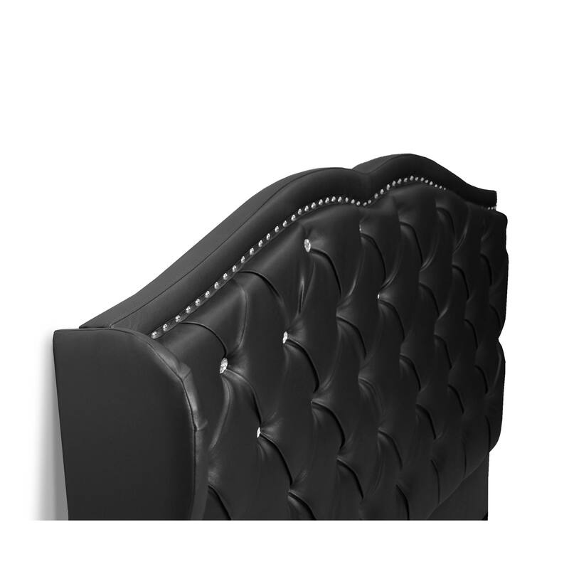 Black Full Bed with Wood Frame, Faux Leather, Assembly Required