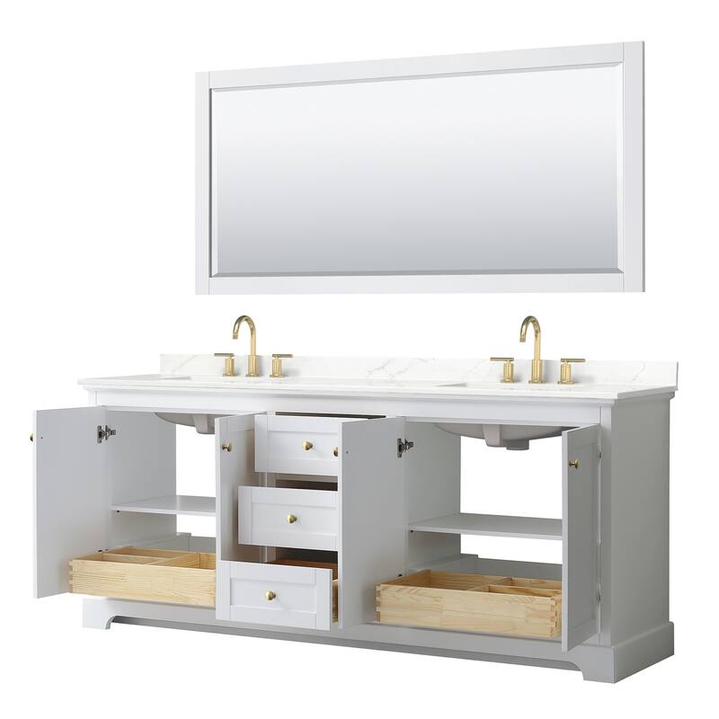 Avery 80-inch Double Vanity, Quartz Top, 70-inch Mirror