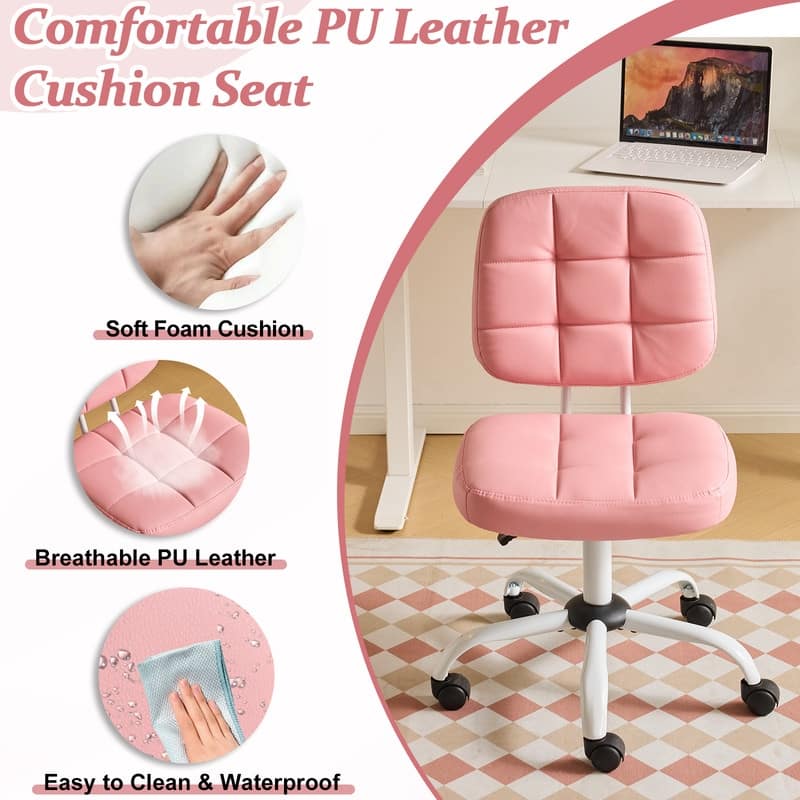 22.1 Inch Upholstered PU Lattice Swivel Office Chair