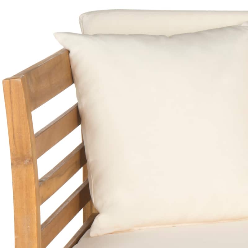 SAFAVIEH Outdoor Eriona Acacia Wood Cushioned Daybed - 39W x 27D x 72H