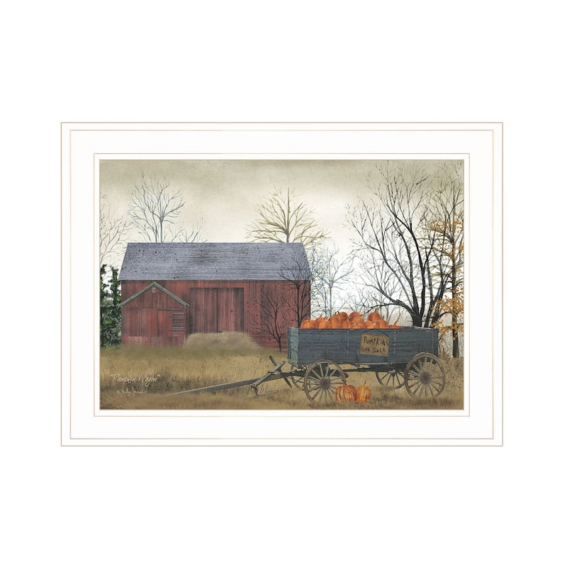 TrendyDecor4U Farmhouse "Pumpkin Wagon" Framed Print Wall Art by Billy Jacobs - Multi-Colorcolor - White