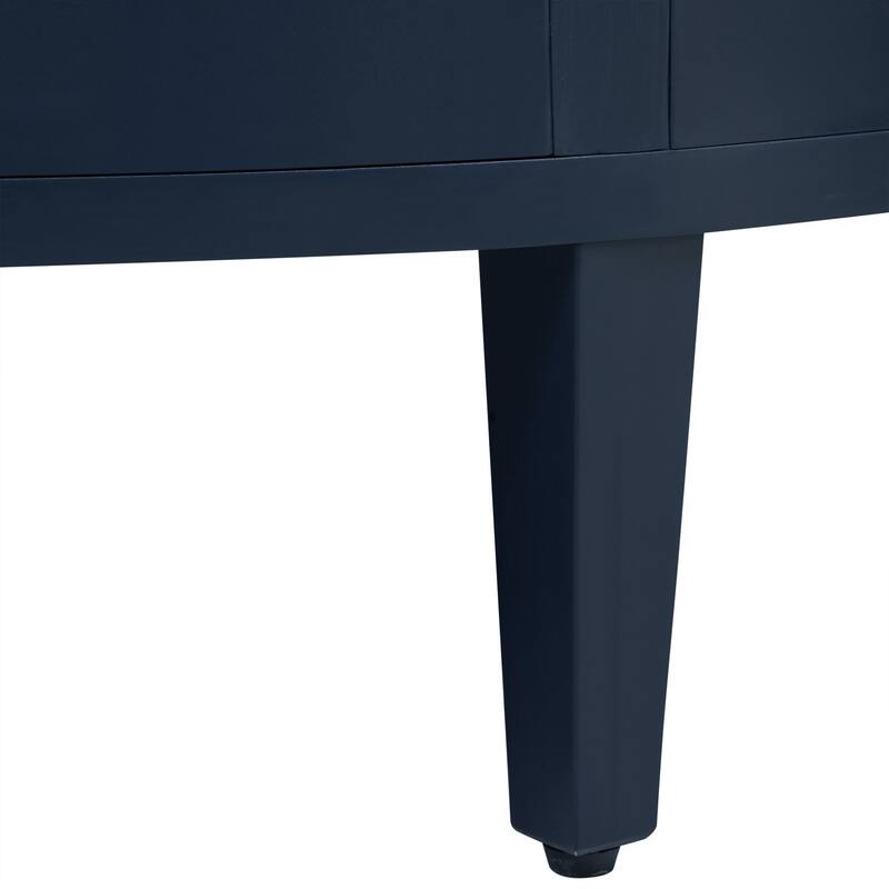 Curved Design Storage Cabinet with Adjustable Shelves and Drawer