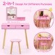 preview thumbnail 8 of 10, Pink Kid Vanity Table Chair Set with Mirror and 2 Large Storage Drawers Perfect for Holiday Gift - 28" x 13" x 39" (L x W x H)