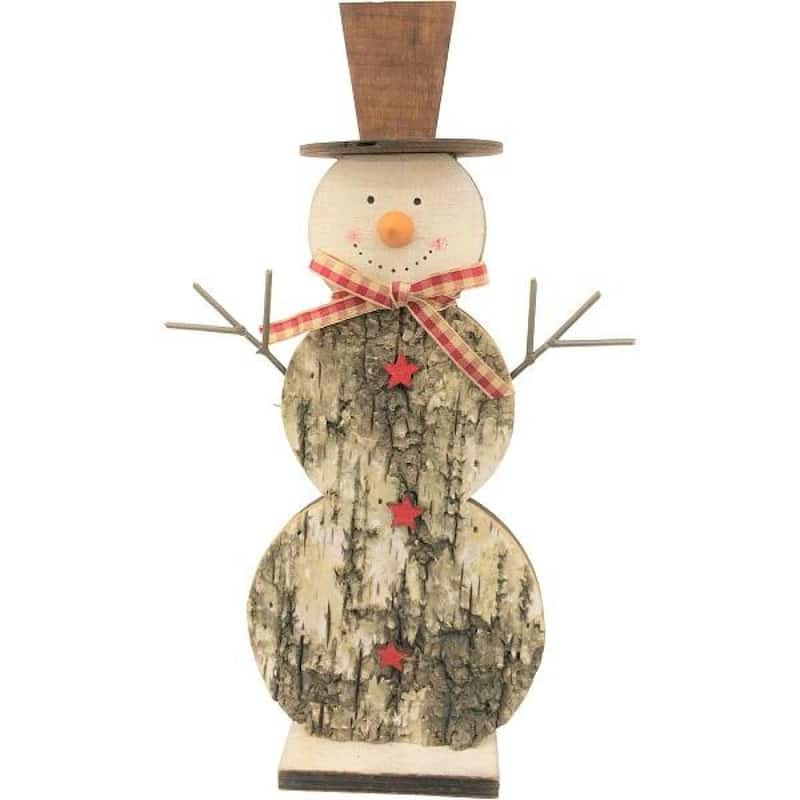 Wooden Snowman Figurine
