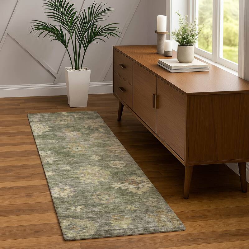Machine Washable Indoor/ Outdoor Casual Traditional Chantille Rug
