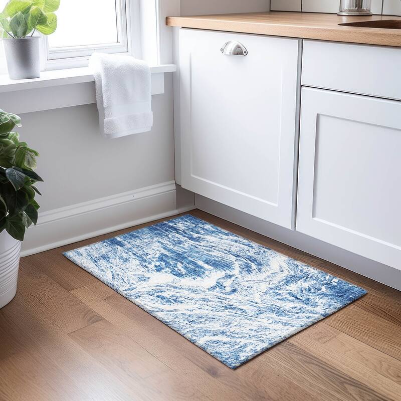 Machine Washable Indoor/ Outdoor Modern Abstract Chantille Rug