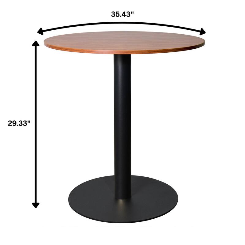 Vail Round Dining Table with 36 in. MDF Tabletop in Black Stainless Steel Round Base Accent Kitchen Table