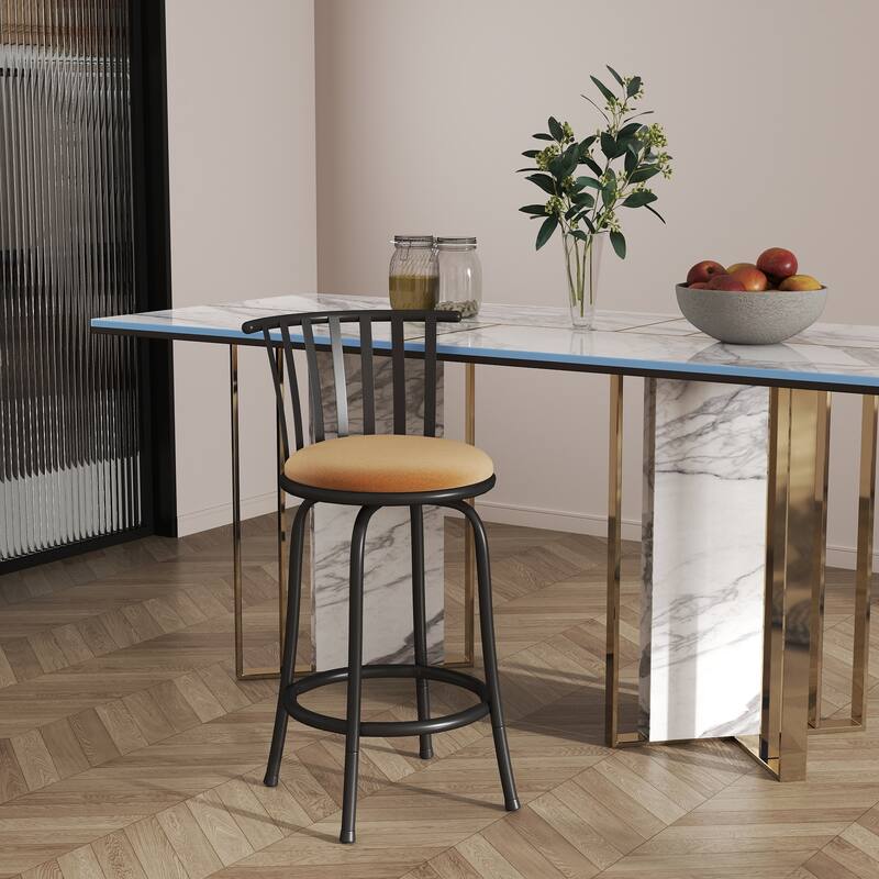 Homy Casa Brown Swivel Counter Height/Bar Height Stools with Cushioned Seat -For Kitchen Islands and Home Bars - N/A