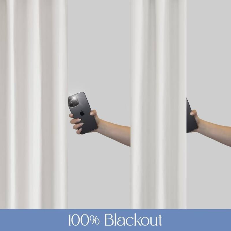 Linen Texture 100% Blackout Grommet Curtain Pair(2 panels)