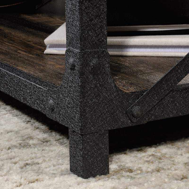 Wood Lift-Top Coffee Table with Industrial Style, Brown - 41.30" L x 22.32" W x 18.58" H