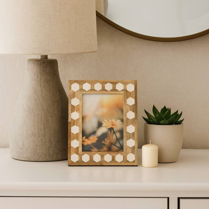Wood Resin Hexagon Picture Frame - White, 5x7 in.